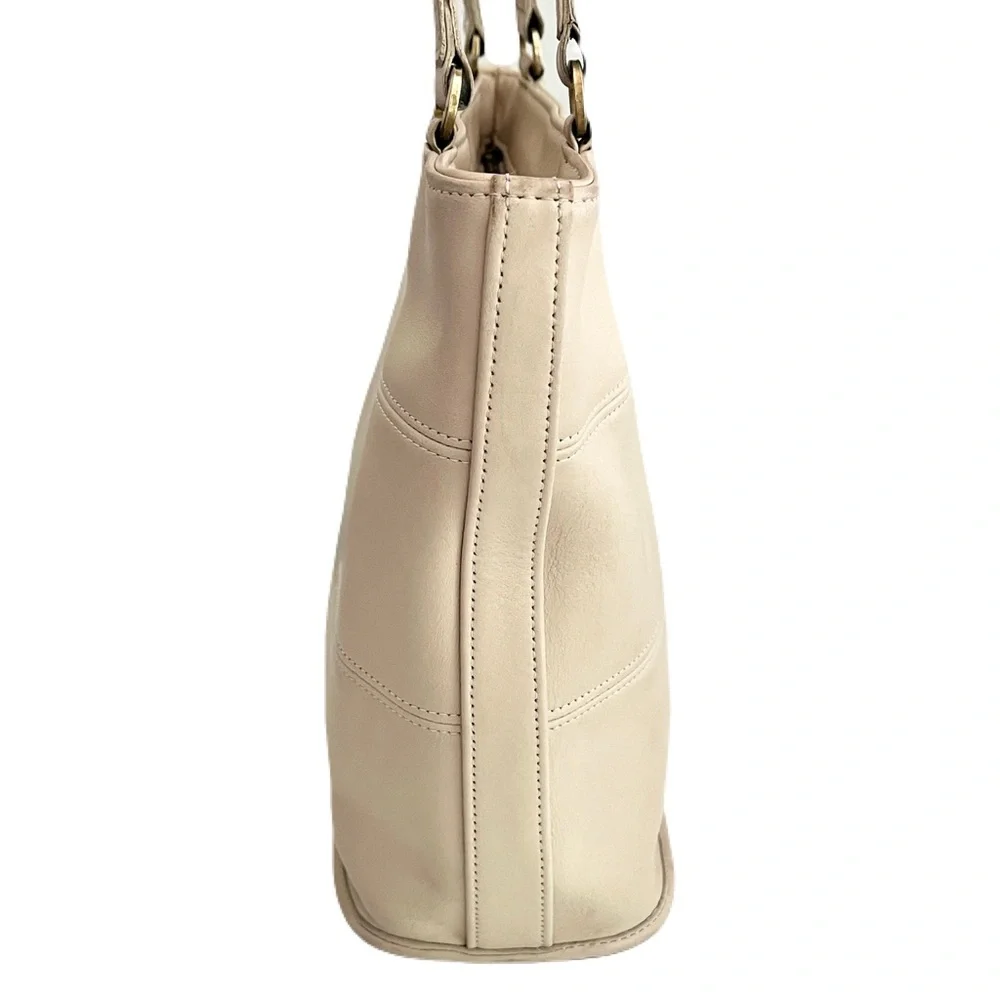 Vintage Coach Ivory Bone Leather ‘Tribeca’ 9098 Tote Bag
